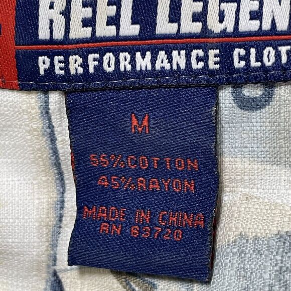 Reel Legends Fish Print Shirt Sz M Mens Button Up Key West Captive Short Sleeve - Picture 13 of 13